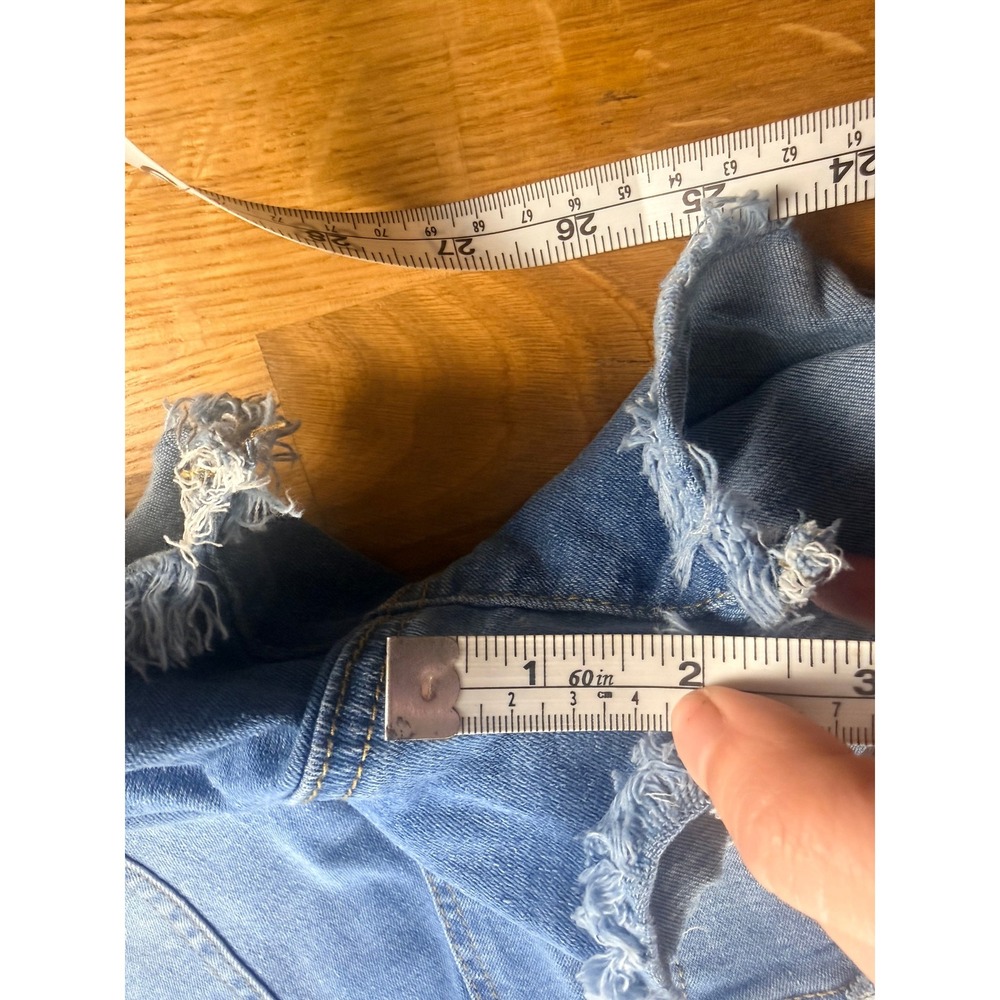 Blue Denim Cutoff Shorts Distressed Frayed Hem Medium Wash 26 Waist - Picture 7 of 7